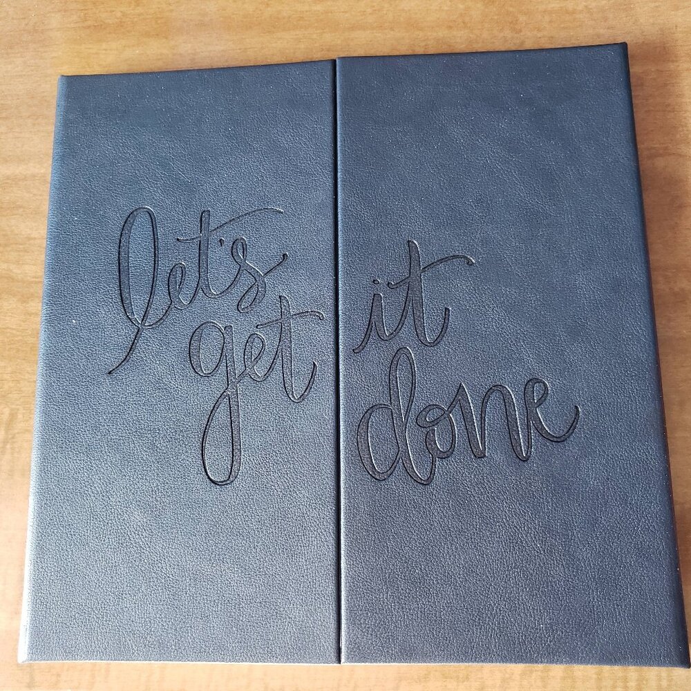 BRAND NEW Erin Condren Let's Get‎ It Done Navy Blue Vegan Leather Padfolio